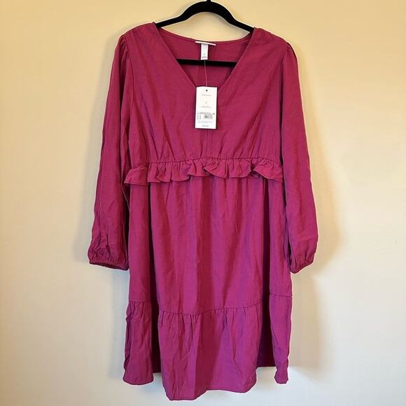 Maternity Dress Long Sleeve Ruffle Waist Woven NWT Isabel Maternity Size Small - Picture 6 of 9